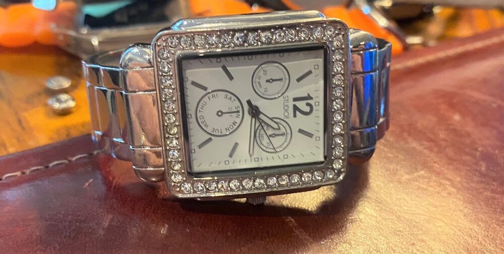 Women's 2mm Silver tone Studio Time Watch, Crystal Accents